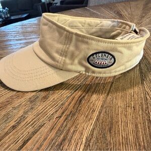 Y2K Columbia Sportswear Cotton Visor Hat Hidden Zipper Pocket Beige Outdoor Golf